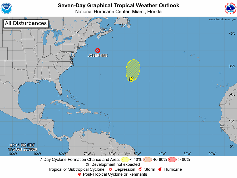 Official National Hurricane Center Atlantic seven-day tropical weather outlook